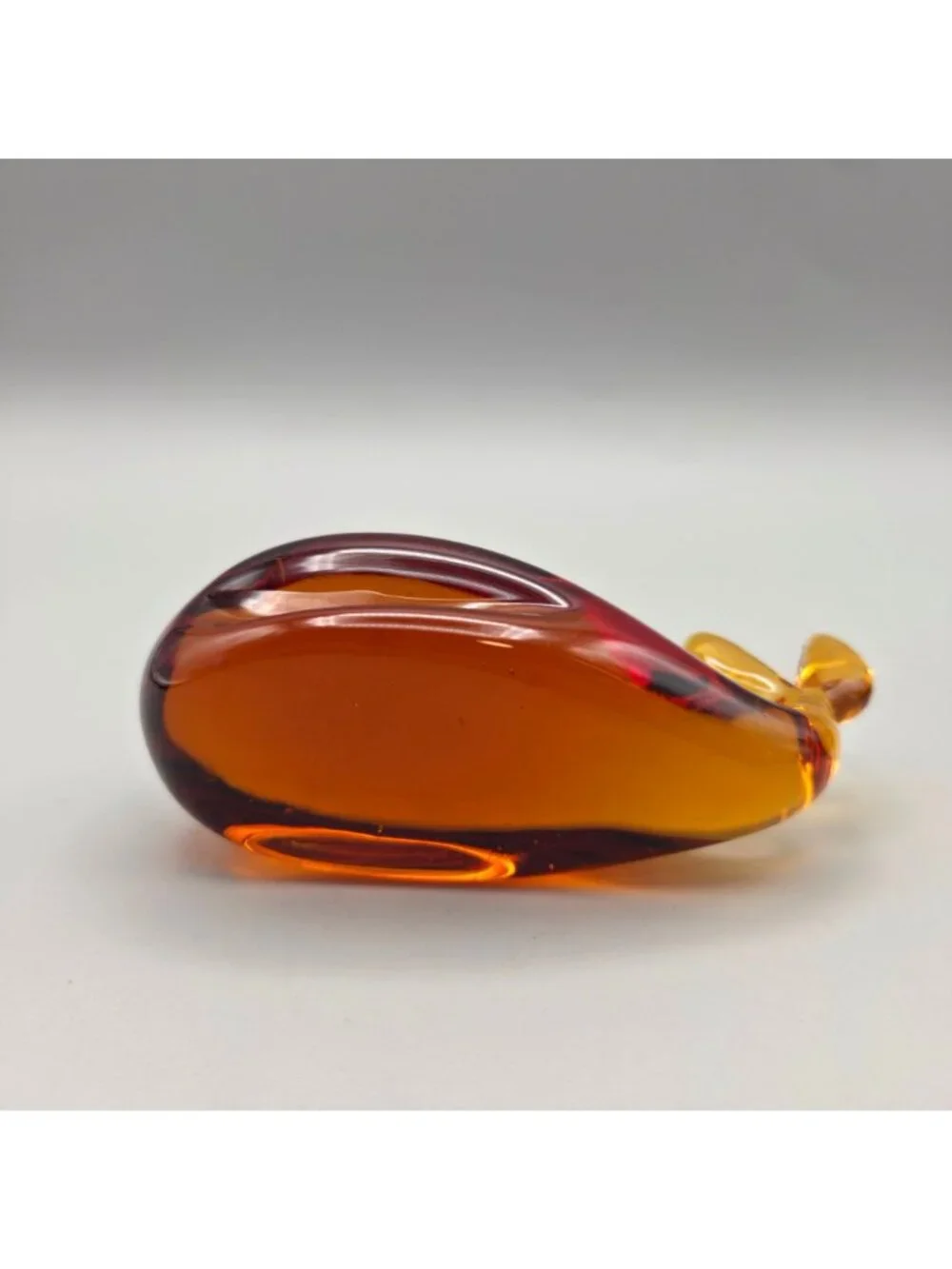 Pilgrim Handblown Glass Whale Figurine Amber Color Decorative Collectible 1950s